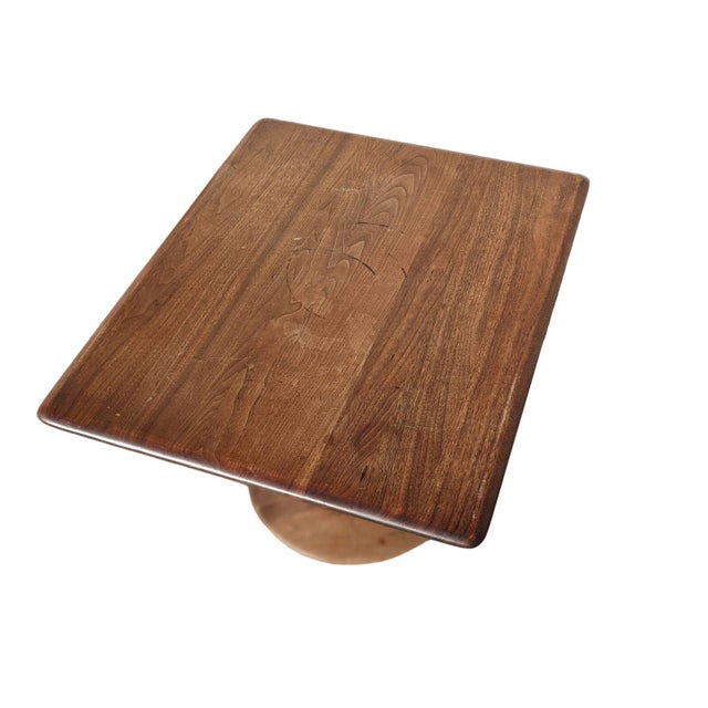Mid-Century Modern 1960s Solid Walnut Swiveling Pedestal Side Table For Sale - Image 3 of 8