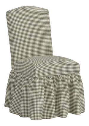 Stoffer Home x Cloth & Company Thelma Ruffle Camel Back Dining Chair in Laurel Mini Gingham