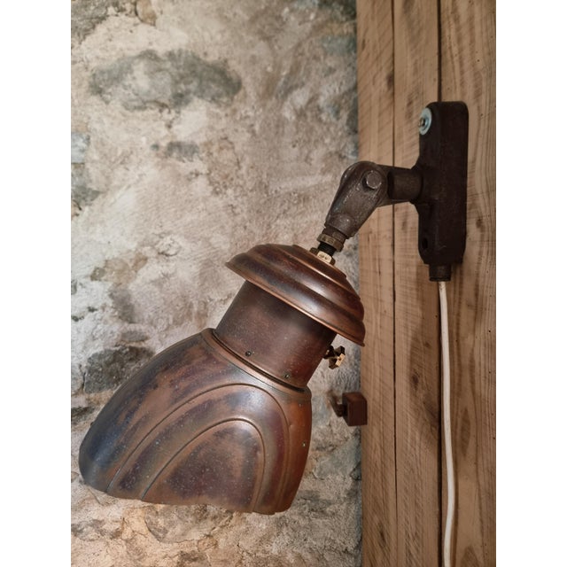 Art Deco Copper Wall Lamp with Prismatic Glass Reflector, 1920s For Sale - Image 9 of 18
