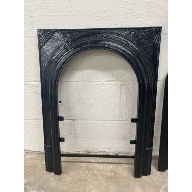 Late 19th Century Late 19th Century French Quarter Cast Iron Fireplace Surround & Summer Cover 27" X 21" For Sale - Image 5 of 8