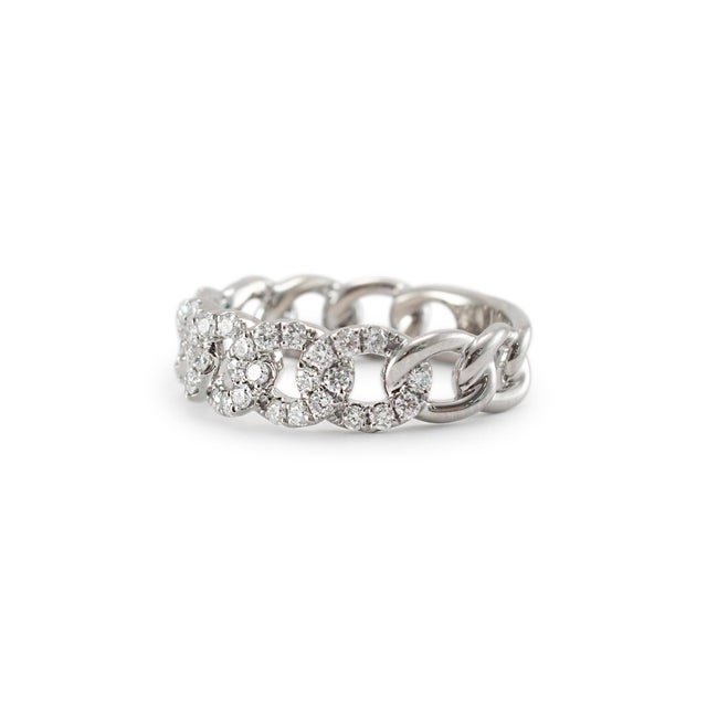 18k White Gold Link Diamond Band Ring Size 6.5 For Sale - Image 4 of 8