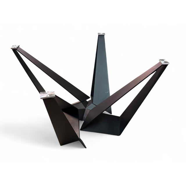 Abstract Modern Industrial Abstract Form Steel Dining Table Base For Sale - Image 3 of 7