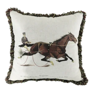 Equestrian Decorative Pillow With Fringe – St. Julien Horse Illustration