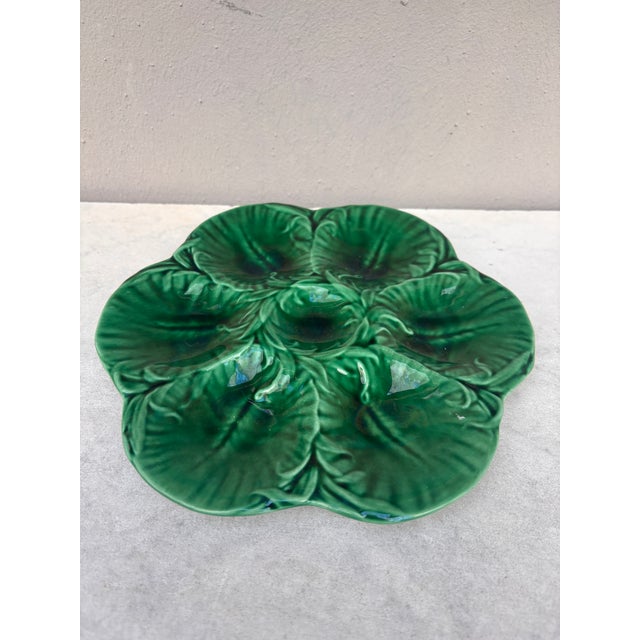 French green Oyster Plate Luneville, Circa 1940.