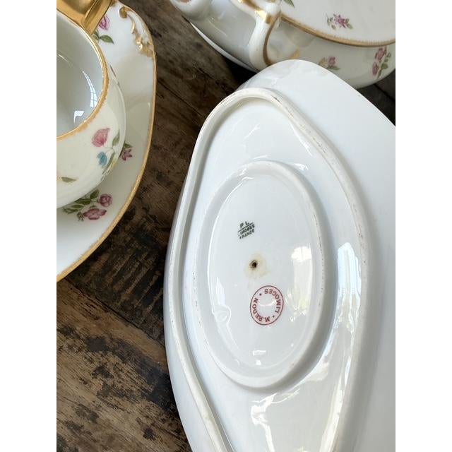 Metal Vintage Regency Limoges China Floral Serving Pieces - Set of 12 For Sale - Image 7 of 13
