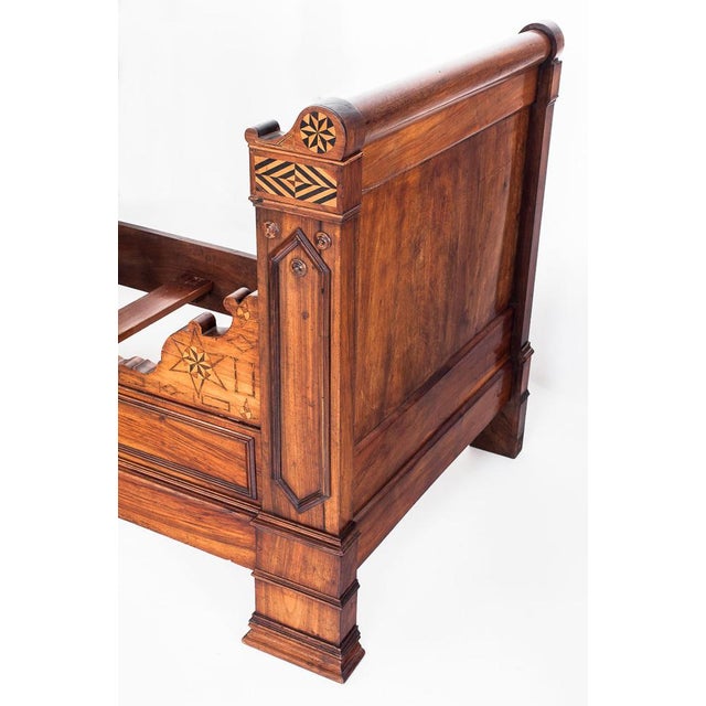 Walnut Single Bed with Marquetry Details, France, 1930s For Sale - Image 13 of 18
