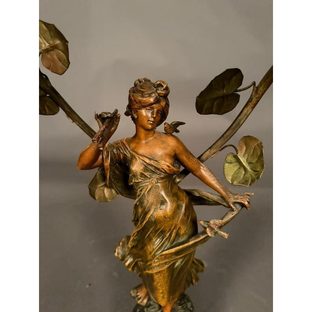 French Statue Table Lamp After Moreau, Circa 1920 For Sale - Image 11 of 12
