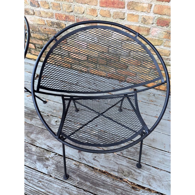 true loungers, heavy iron frame with metal mesh seat and back. Dimensions: W: 30″ D: 27.75″ H: 32″ SH: 16.5″ no maker’s...