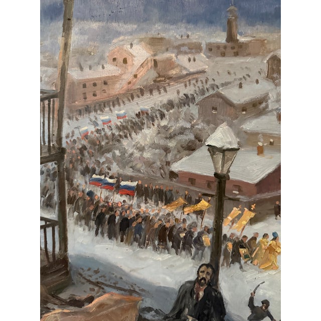 1934 Antique Kiev Oil Painting A. Alexandrov Signed Historical Revolution Study For Sale - Image 4 of 12