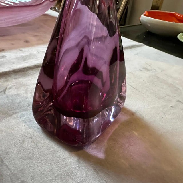 1970s Flavio Poli for Seguso Modern Pink Sommerso Murano Glass Bottle For Sale - Image 11 of 12