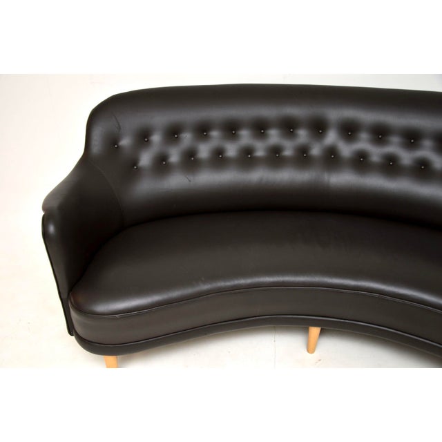 Brown Swedish Leather Sams Sofa by Carl Malmsten, 1960s For Sale - Image 8 of 11
