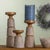 Modern Etched Candle Holder with Wood Grain Design (Set of 3) For Sale - Image 3 of 3