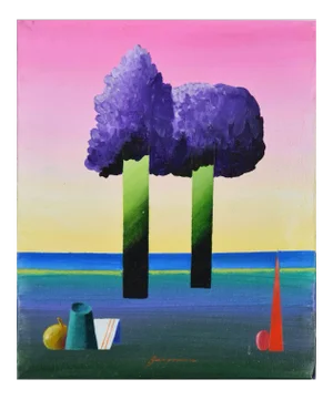 Danilo Bergamo, Geometric Landscape, Original Mixed Media, 1970s