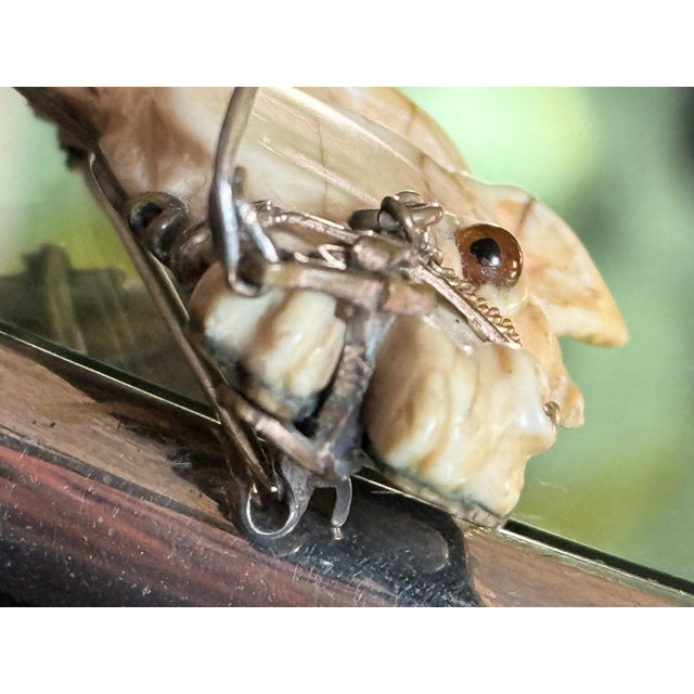 Mid 20th-Century Victorian Revival Bone Equestrian Horse Head Brooch With Glass Eye For Sale - Image 9 of 12