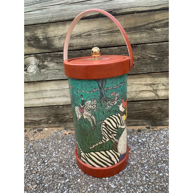 Mid-Century Modern Vintage Gant Gaither Xlarge Zoophisticates Foxhunt Leather Ice Bucket For Sale - Image 3 of 9