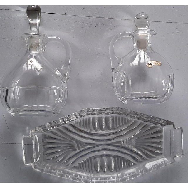 Crystal Decanter and Tray, 1950s, Set of 3 For Sale - Image 11 of 17