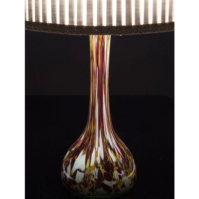Glass Table Lamp with Textile Shade, 1960s For Sale - Image 4 of 8