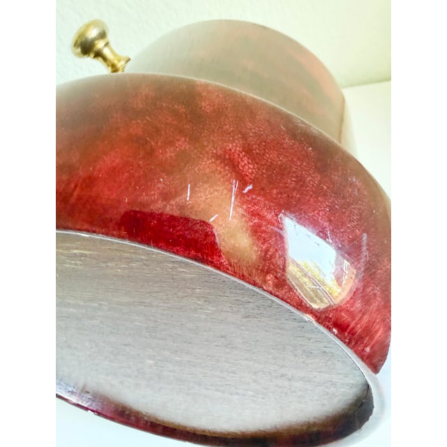 Aldo Tura Oxblood Lacquered Goat Skin Ice Bucket, Italy, 1960s For Sale - Image 15 of 16