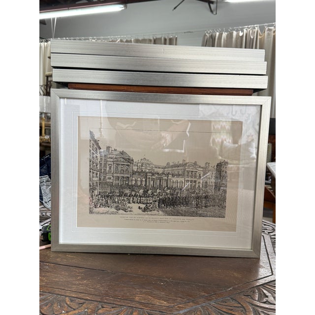 French Pair of 19th Century French Etchings, c.1860 – Fêtes Nationales Scenes, Custom Framed For Sale - Image 3 of 4