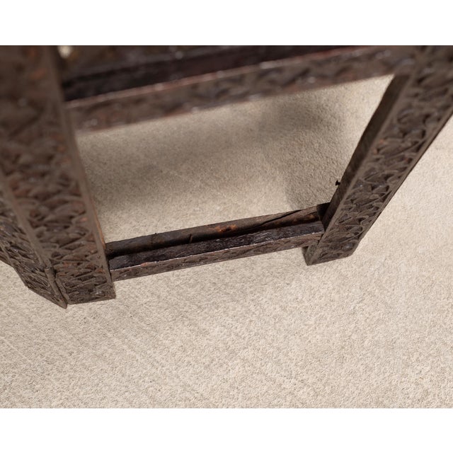 Anglo-Indian Kashmiri Style Carved Wood Octagonal Side Table For Sale - Image 15 of 18