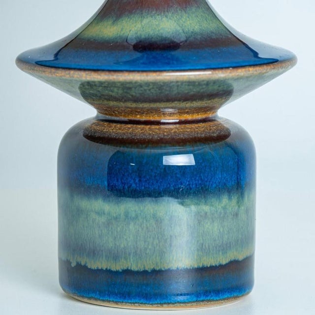 Blue Tiered Silhouette Ceramic Table Lamps from Soholm, Denmark, 1960s, Set of 3 For Sale - Image 9 of 10