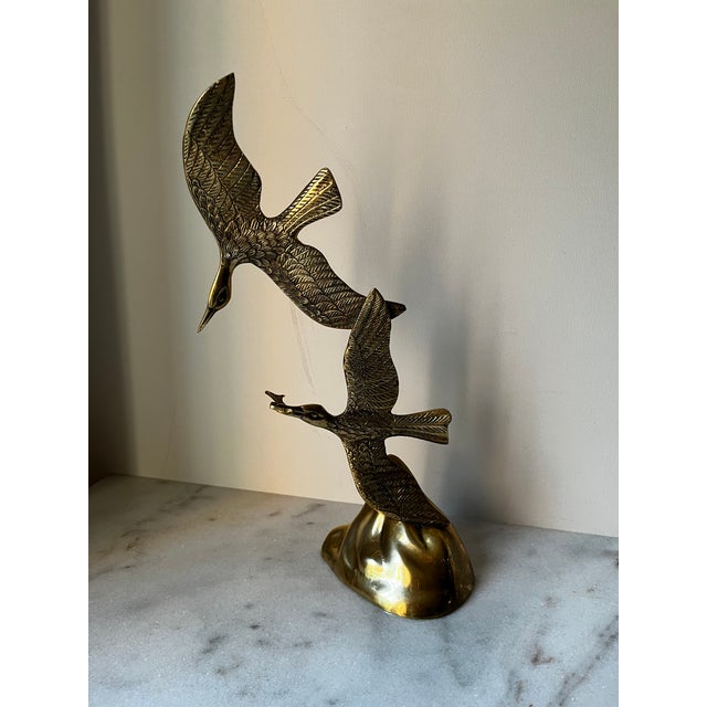 1960s Mid Century Modern Brass Birds Seagull Sculpture For Sale - Image 5 of 12