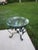 Vintage Salterini Style Round End Table Green Metal Glass Top For Sale - Image 4 of 8