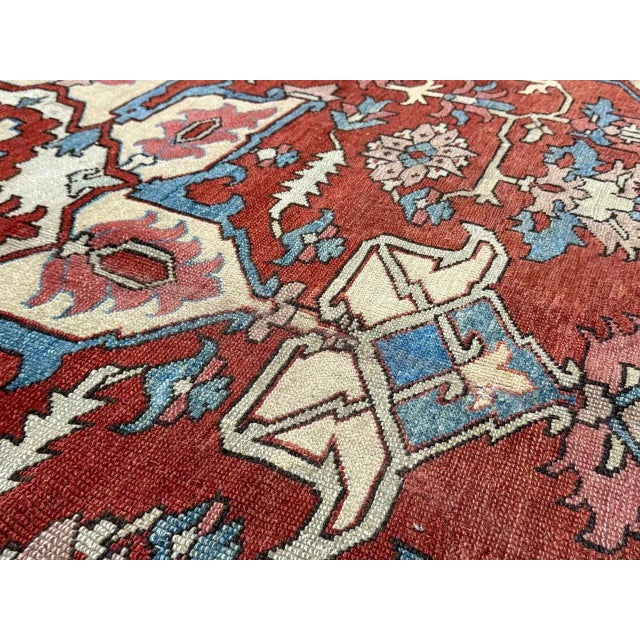 Antique Persian Serapi Rug 10’4” X 12’0" For Sale - Image 16 of 18