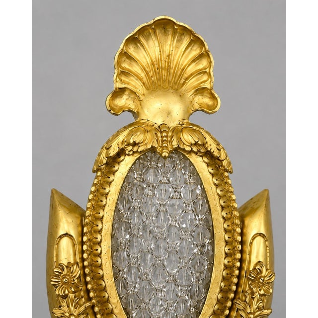 Bronze 1970s French Maker Louis XVI Gold Bronze Wall Lamps Sconces-Pair For Sale - Image 8 of 13