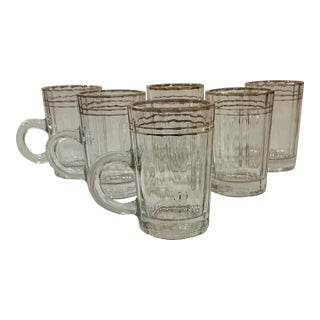 Vintage Arcoroc France Gold Trim Demitasse/Expresso/Shot Glass Cup Set of 6 For Sale