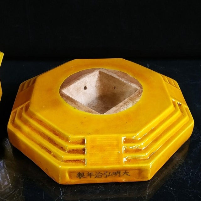 Vintage Yellow Glazed Porcelain Wenchang Pagoda Model For Sale - Image 4 of 9