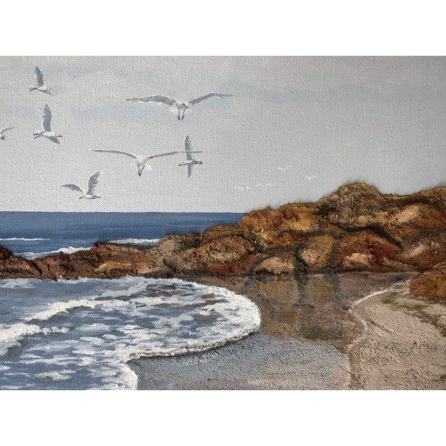 1970’s Gloria Pelkey Mixed Media Coastal Impressionist Landscape Oil Painting, Framed For Sale - Image 10 of 12