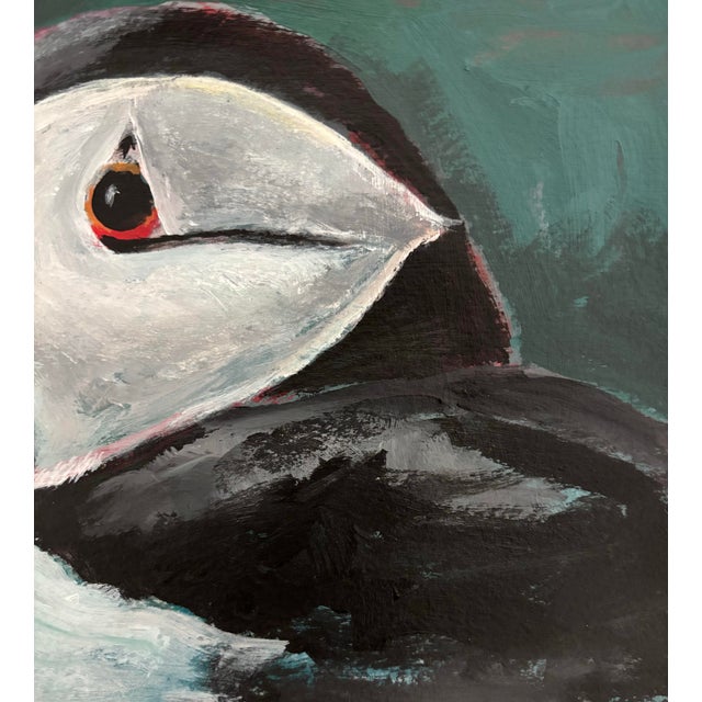 “Puffin” original, acrylic, 6” x 9” painting on Canson 140 lb watercolor paper. Satin varnish. Unframed. Artist signature...
