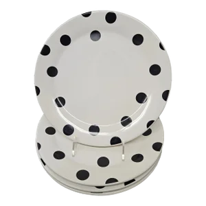 Fun Black and White Polka Dot Dinner Plates by Kate Spade Ny for Lennox - Set of 4