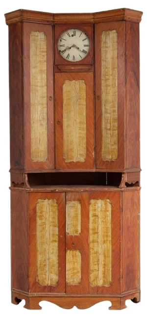 Early 19th Century Swedish Country Corner Clock Bureau Cabinet