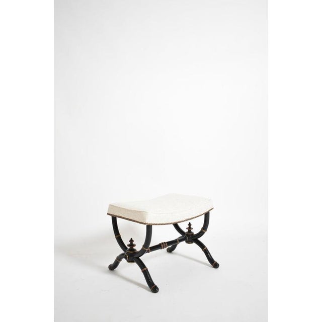 19th Century Napoleon III Curule Faux Bamboo Ottoman For Sale - Image 6 of 6