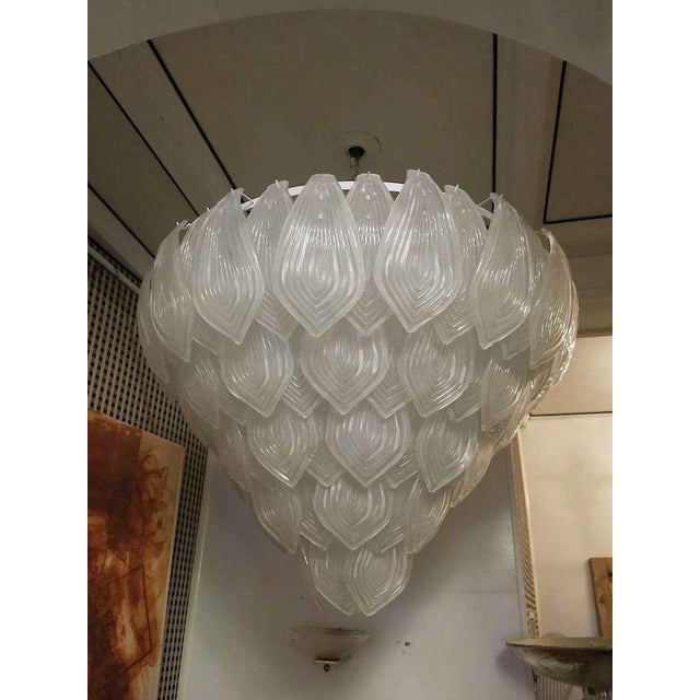 Italian Round Ice White Chandelier in Murano Glass, 2000 For Sale - Image 10 of 10
