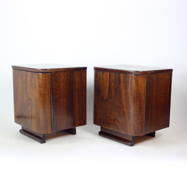 Wood Vintage Bedside Tables in Faux Grain Finish, 1950s, Set of 2 For Sale - Image 7 of 16