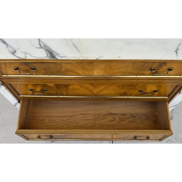 Mid Century Louis XVI Maison Jansen Style Marble Top Commode Dresser Sideboard For Sale - Image 15 of 15