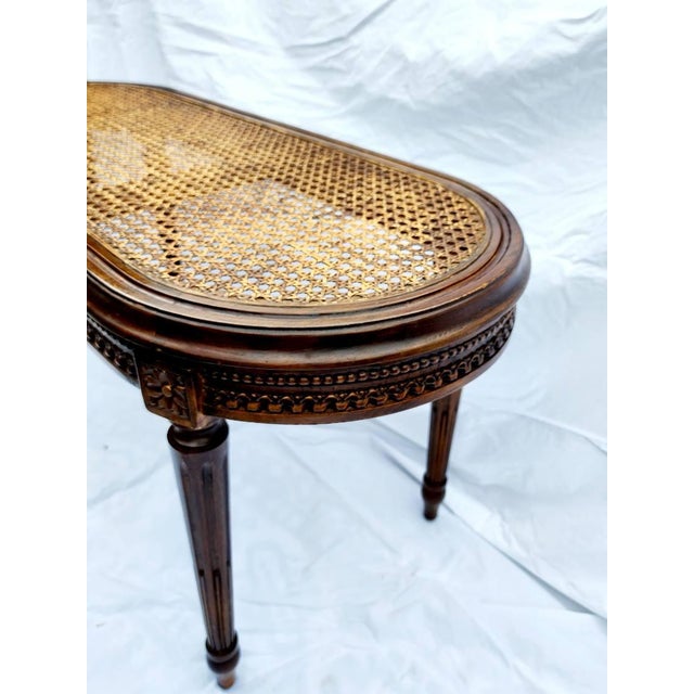 Antique French Walnut Caned Bench - Circa 1900 For Sale - Image 10 of 12