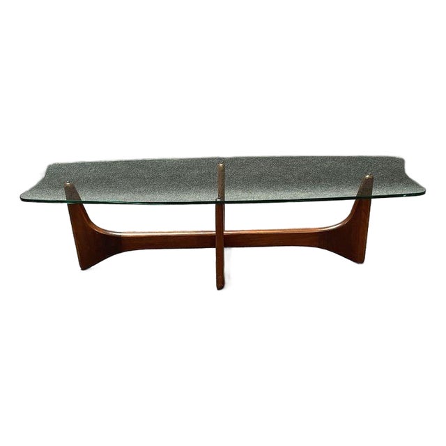 MCM Stingray Wood and Glass Coffee Table in Manner of Adrian Pearsall "Stingray Table For Sale