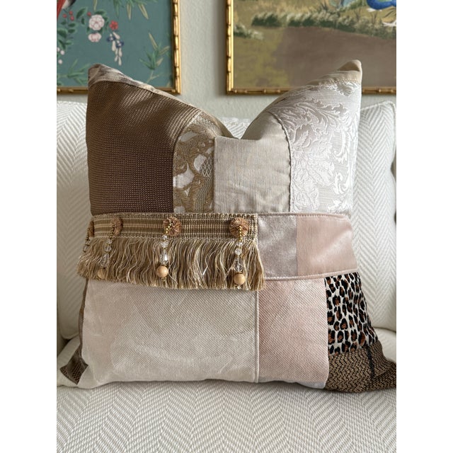 Lux Patchwork With Fringe Pillows - 18" X 18" Sold as a Pair For Sale In San Francisco - Image 6 of 9