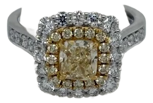 Fancy Yellow Diamond Engagement or Cocktail Ring, 18kt White Gold, Size 6.5