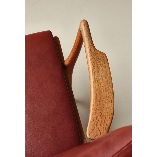 A.P. Stolen Scandinavian Modern AP-16 Lounge Chair in Oak and Leather attributed to Hans J. Wegner for A.P. Stolen, 1950s For Sale - Image 4 of 18