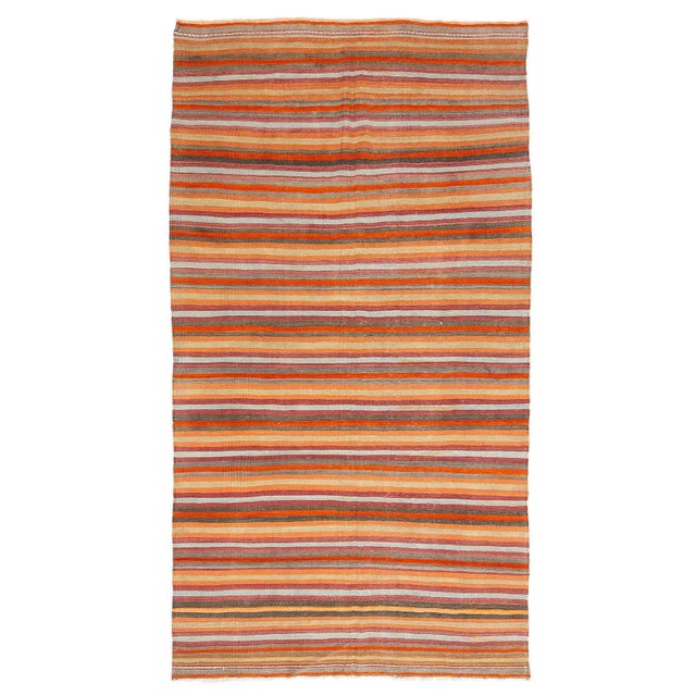 Textile Vintage Colorful Purple and Orange Striped Kilim Rug For Sale - Image 7 of 7