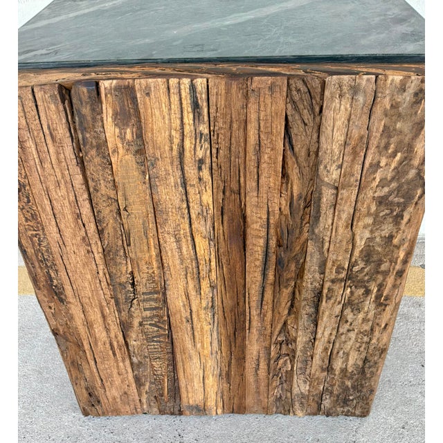 2020s Revelation Organic Modern Reclaimed Pine Jonah Side Table For Sale - Image 5 of 5
