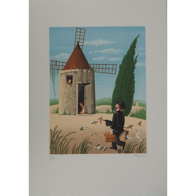 Raymond Peynet, The Mill, Original Lithograph For Sale - Image 5 of 5