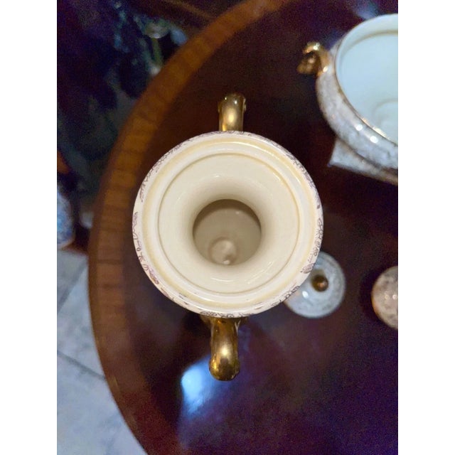 1930s Set of 3, Vintage Empire Porcelain Shelton Compote Dish Lidded Vases Urns For Sale - Image 5 of 11
