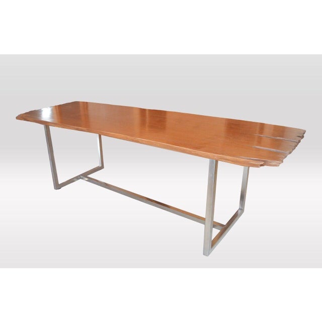 2010s Andrianna Shamaris Live Edge Teak Wood Single Slab Dining Table For Sale - Image 5 of 5