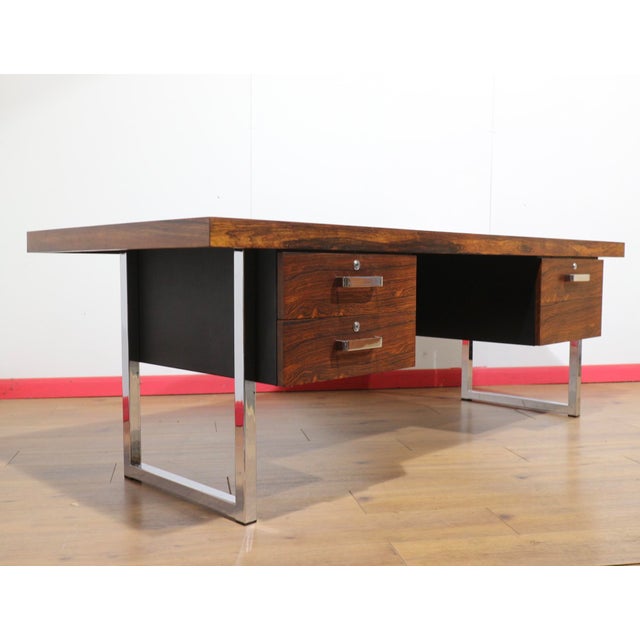 Mid-Century Modern Mid Century Modern Vintage Rosewood Writing Office Desk For Sale - Image 3 of 15